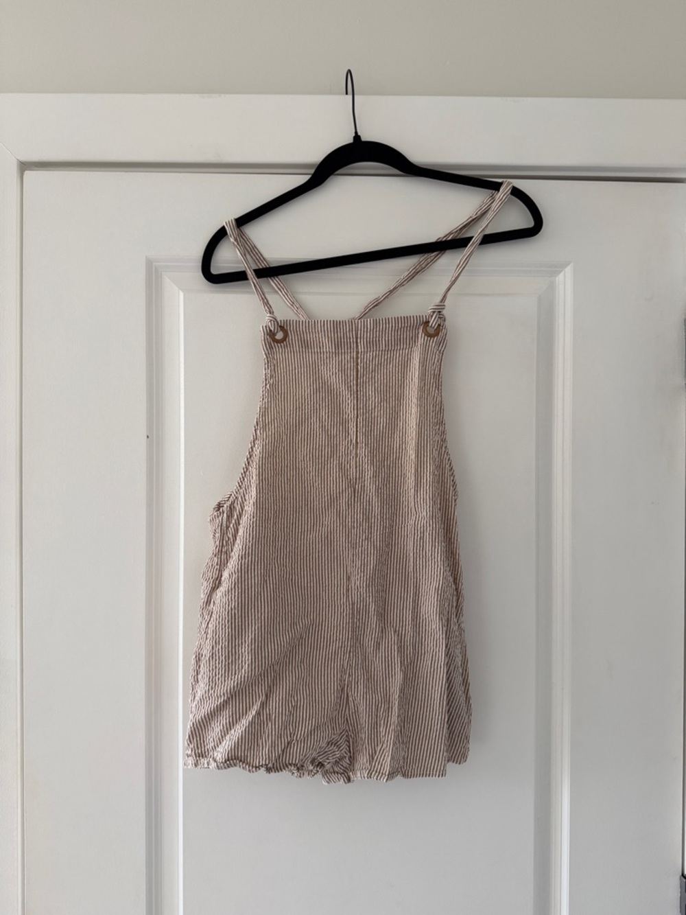 RVCA Beige Striped Tank Romper